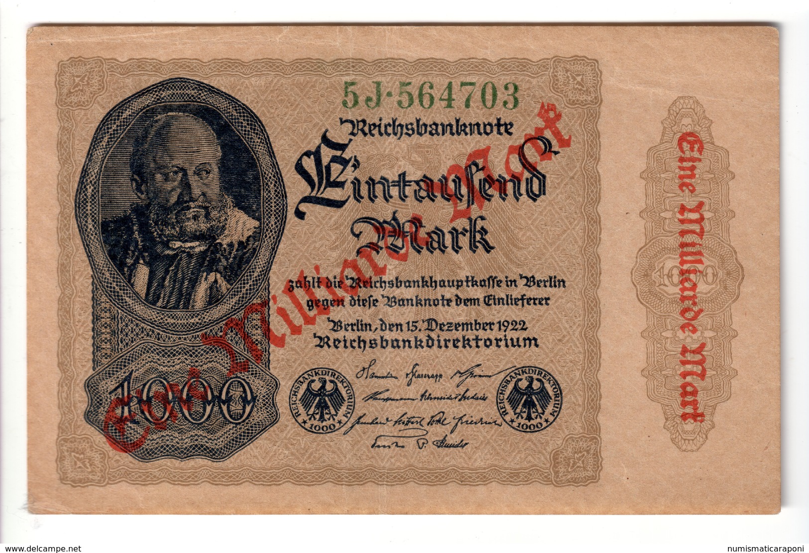 Germania Germany 1 Milliarde Mark 1922 Lotto.1687 - 1 Milliarde Mark