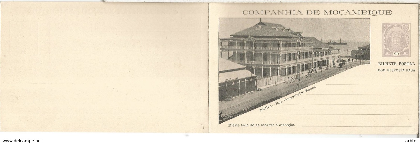 MOZAMBIQUE ENTERO POSTAL CON RESPUESTA CLUB DE BEIRA 20R - Mozambique