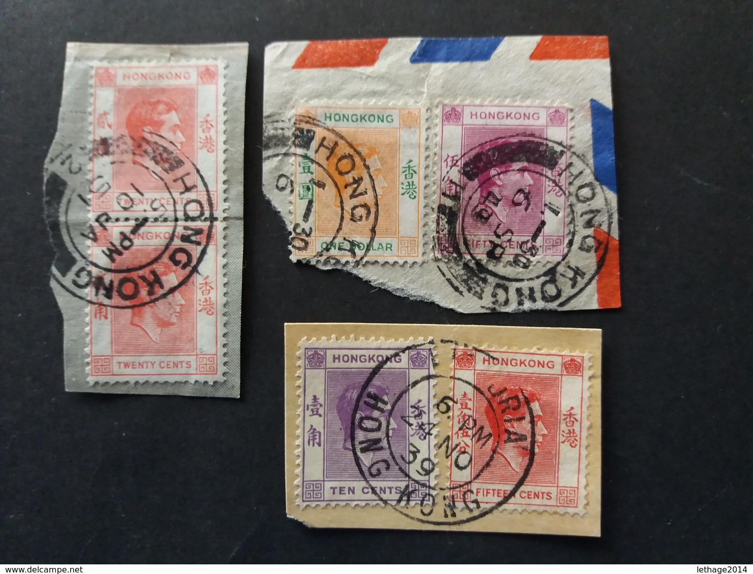 STAMPS HONG KONG 1941 -1945 King George VI   茅根 中國 FRAGMANT - Brieven En Documenten