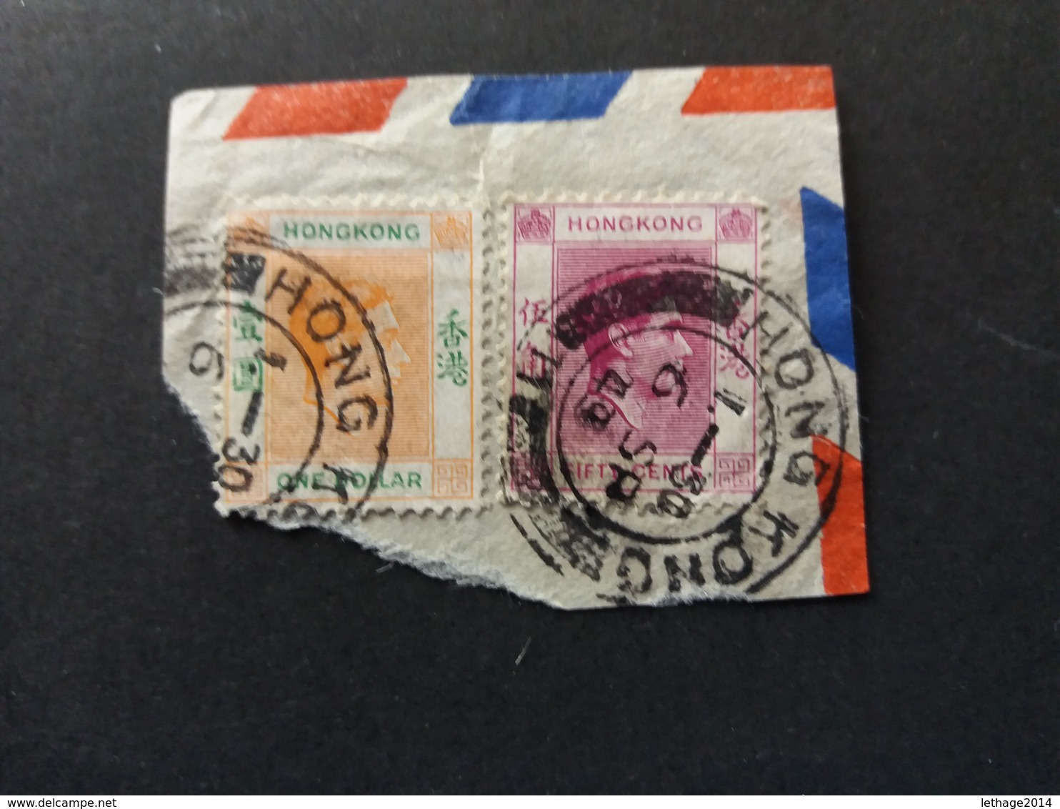 STAMPS HONG KONG 1941 -1945 King George VI   茅根 中國 FRAGMANT - Lettres & Documents