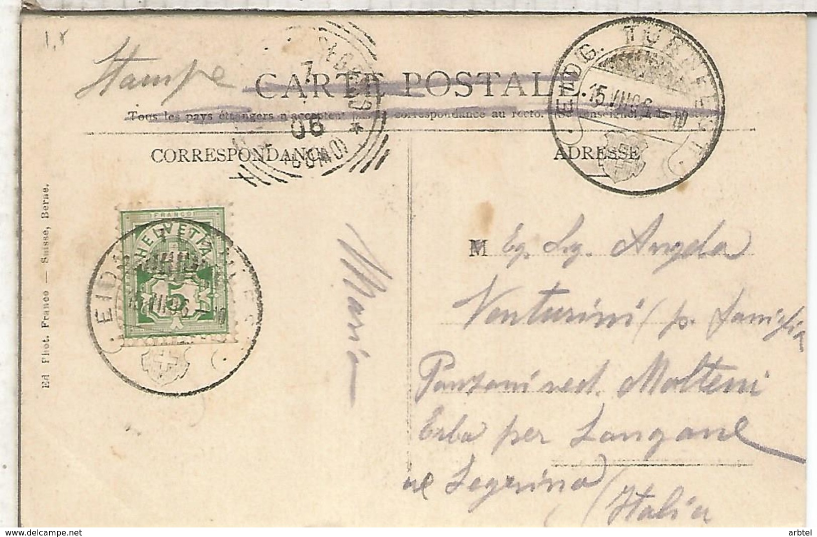 SUIZA 1906 TP BERN MAT TURNFEST - Cartas & Documentos