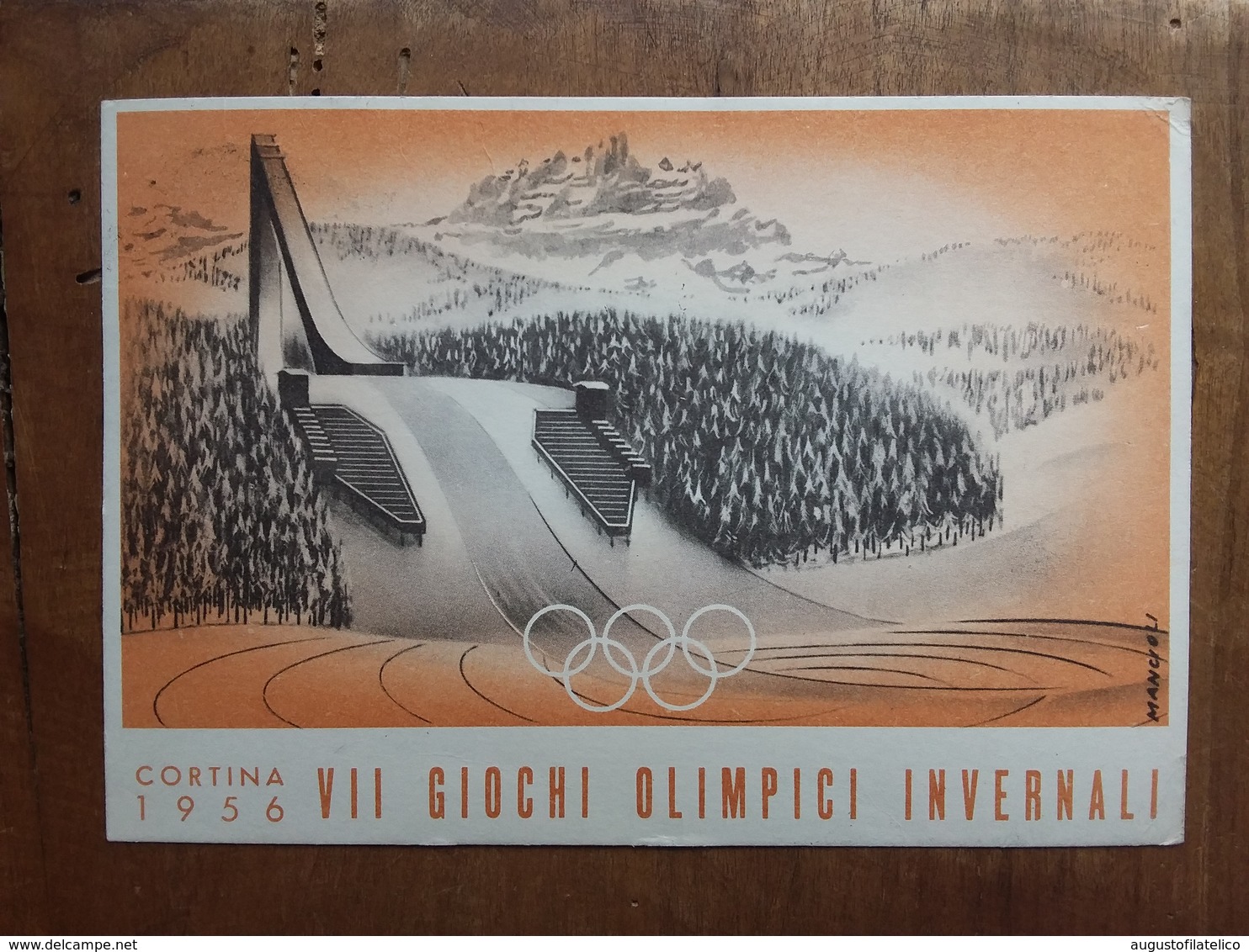 REPUBBLICA - Olimpiadi Di Cortina 1956 - Serie Completa Su Cartolina Ufficiale + Spese Postali - 1946-60: Marcophilie