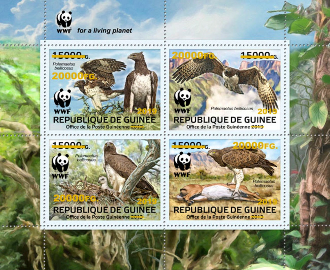 Z08 GU190122a2 Guinea Guinee 2019 WWF Birds Of Prey MNH ** Postfrisch - Guinea (1958-...)