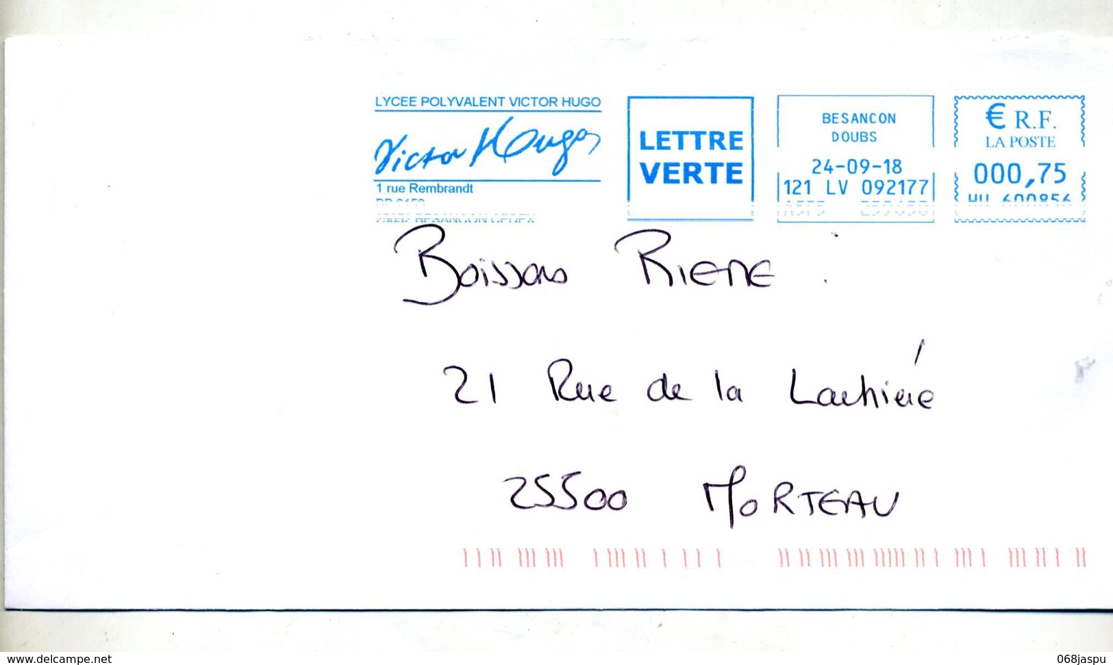 Lettre Flamme Ema Besançon Lycee Victor Hugo - EMA (Printer Machine)