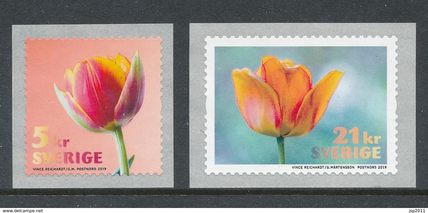 Sweden 2019. Facit # 3267 And 3273. Tulips, Set Of 2 Coil Stamps. MNH (**) - Ungebraucht