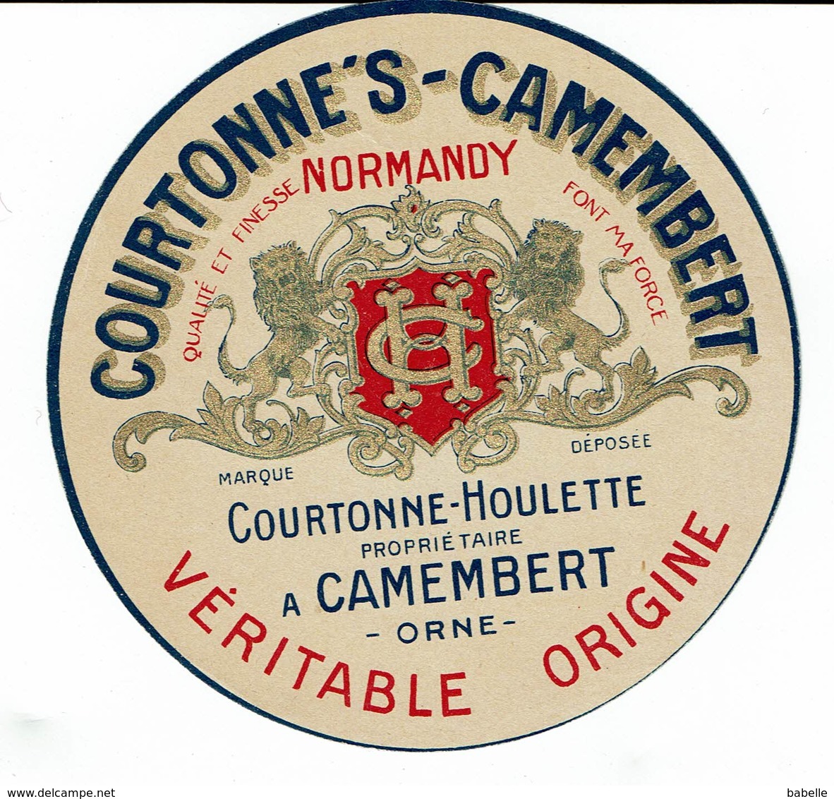 Et. " COURTONNE'S - Camembert " Véritable Origine - Fromage