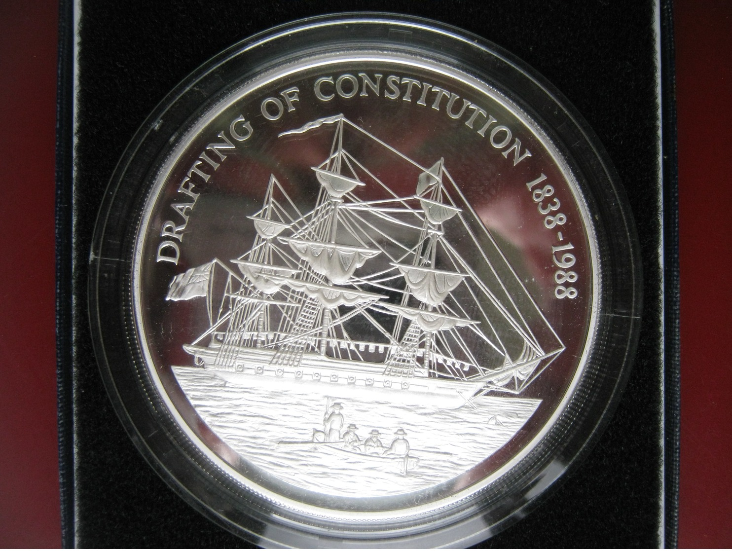 Pitcairn Islands 1988 Silver Proof $50 5 Oz Coin Constitution 150th Anniversary COA Card Cased - Islas Pitcaim