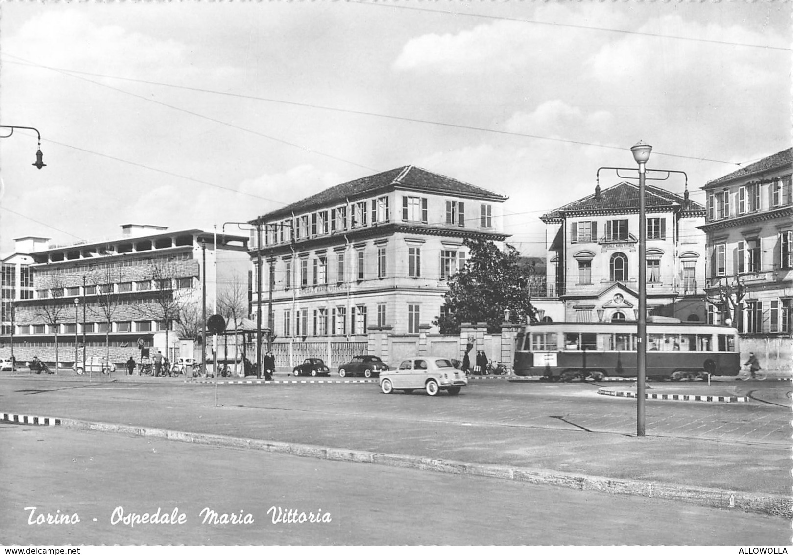 3804 " TORINO-OSPEDALE MARIA VITTORIA " TRAMWAY -FIAT TOPOLINO,600,1100 CART. POST. OR. NON SPED. - Santé & Hôpitaux