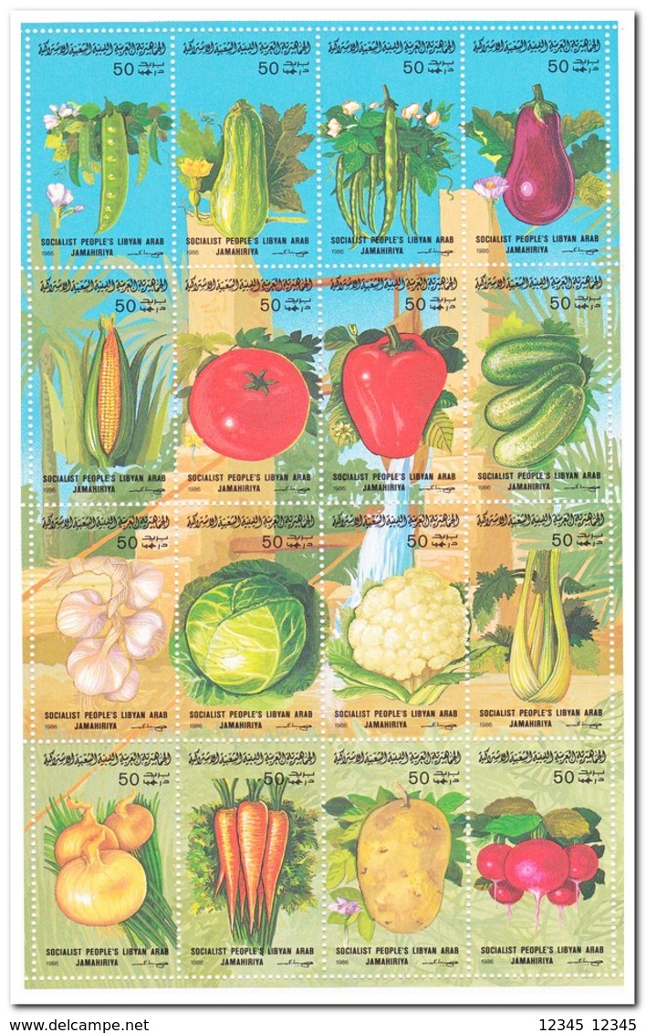 Jamahiriya 1986, Postfris MNH, Vegetables - Libië