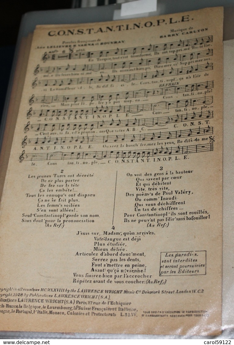Partition De " Constantinople " - Partitions Musicales Anciennes