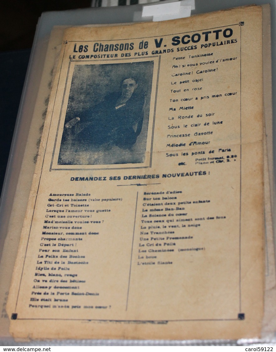 Partition De "La Chanson De Manon " - Partitions Musicales Anciennes