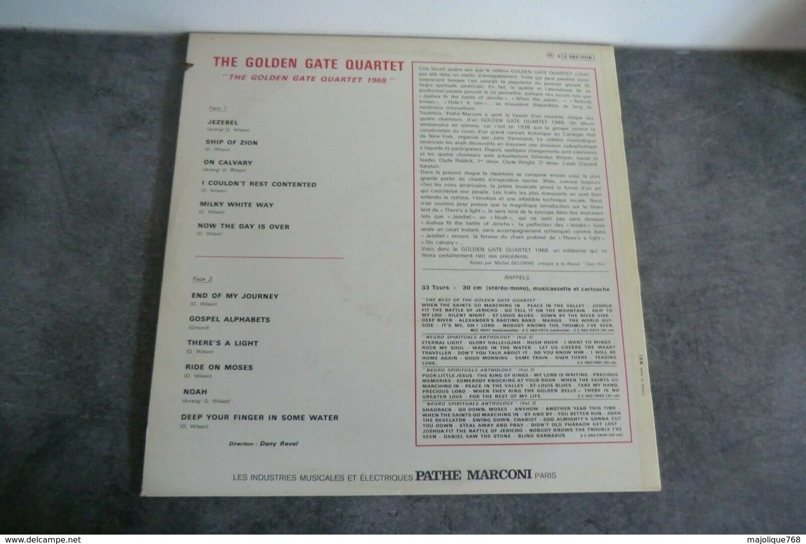 Disque - Golden Gate Quartet 1968 - Columbia 2 C 062-11116 - - Chants Gospels Et Religieux