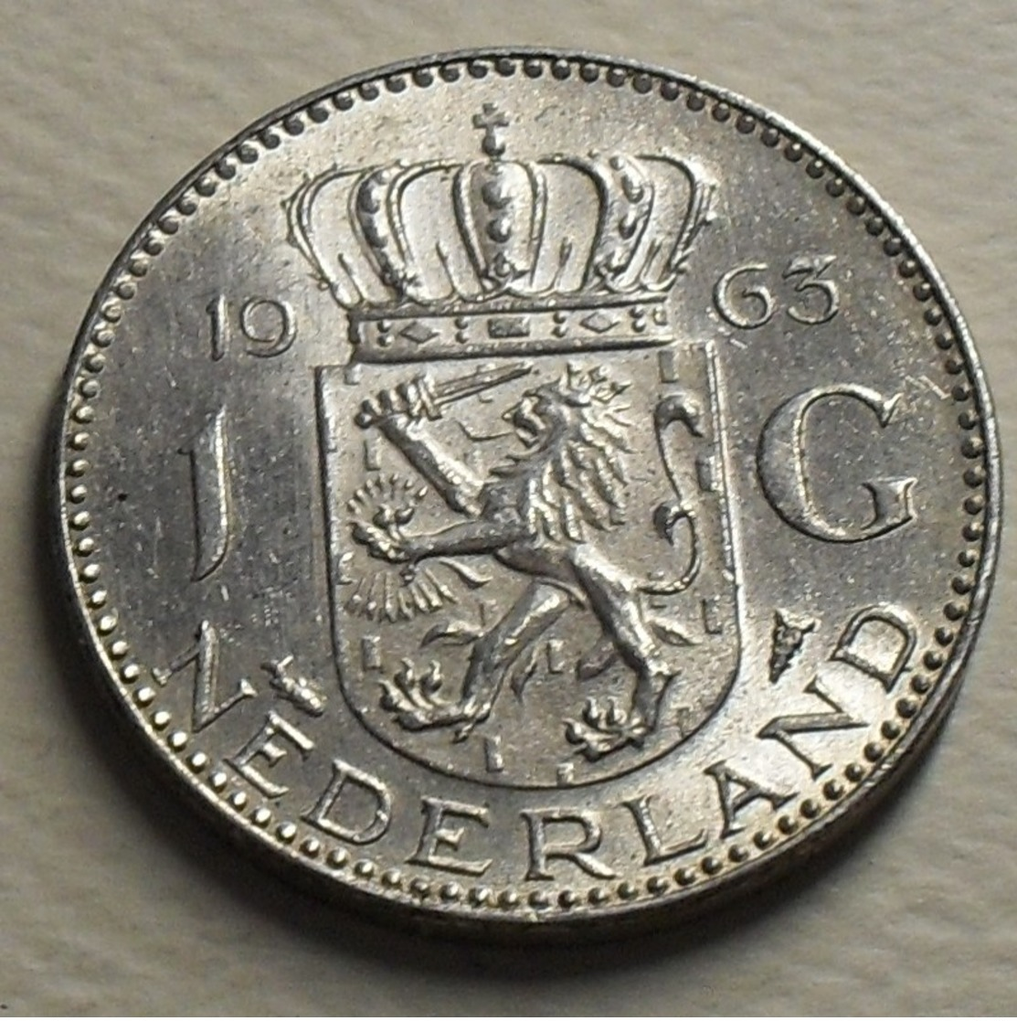 1963 - Pays-Bas - Netherlands - 1 GULDEN, JULIANA, Argent, Silver, KM 184 - 1948-1980: Juliana