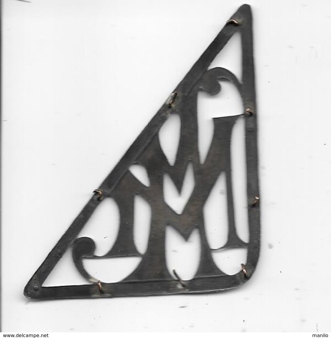 MONOGRAMME De MAROQUINERIE En ARGENT " M.M."   5.5 X 6.5 Cm -  Ornement Vintage  Sacoche, Bagage Ou Sac - Poinçons - Silberzeug