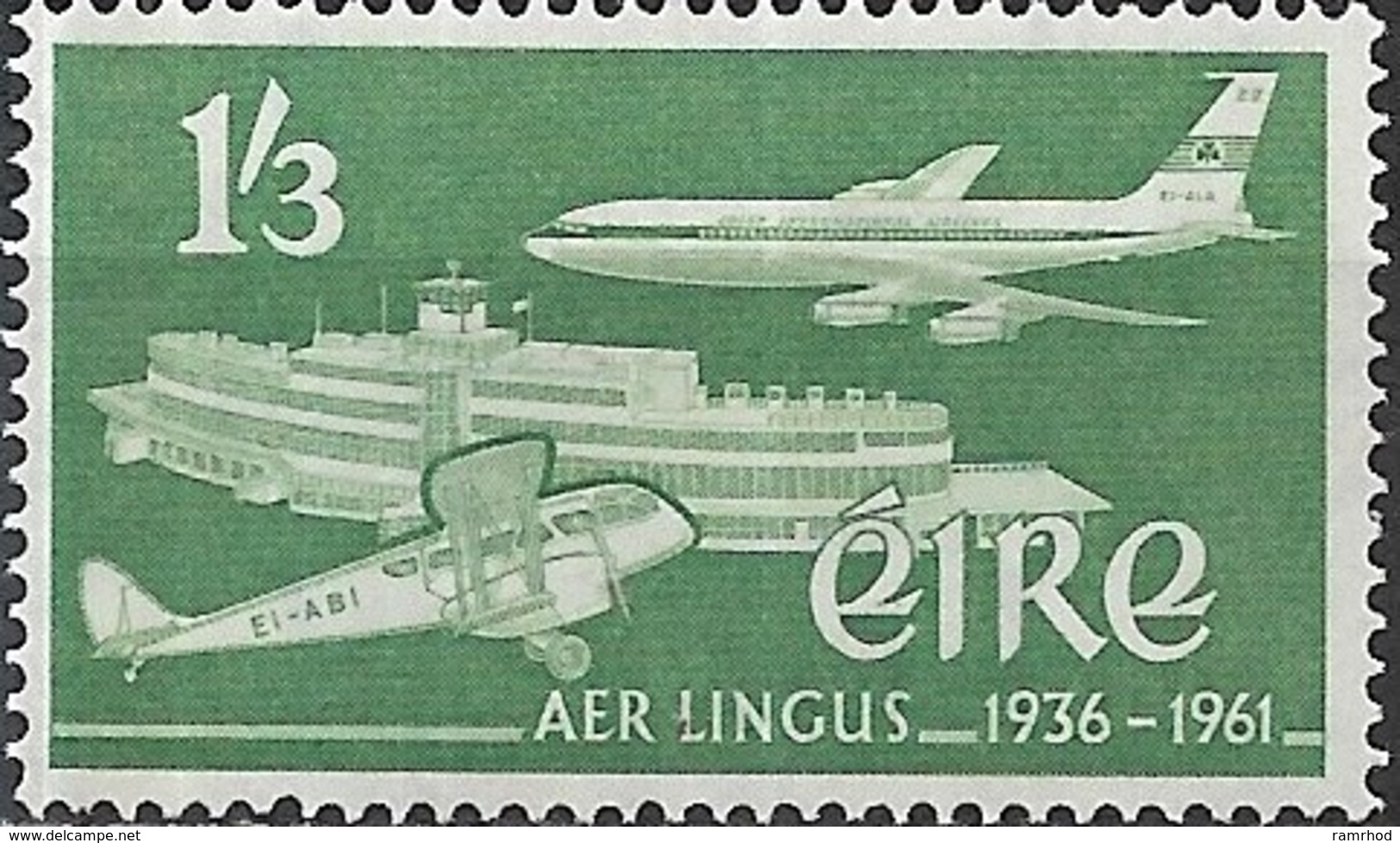 IRELAND 1961 Silver Jubilee Of Aer Lingus Airlines - 1s3d Dublin Airport & Planes MNH - Ungebraucht