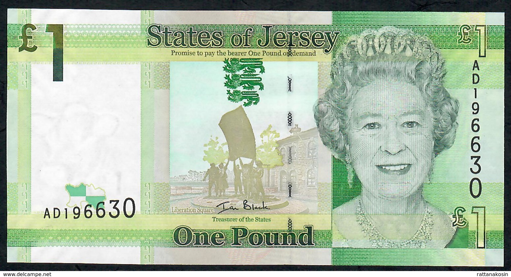 JERSEY P32a 1 POUND  2010 #AD  FIRST  DATE FIRST PREFIX  UNC. - Jersey