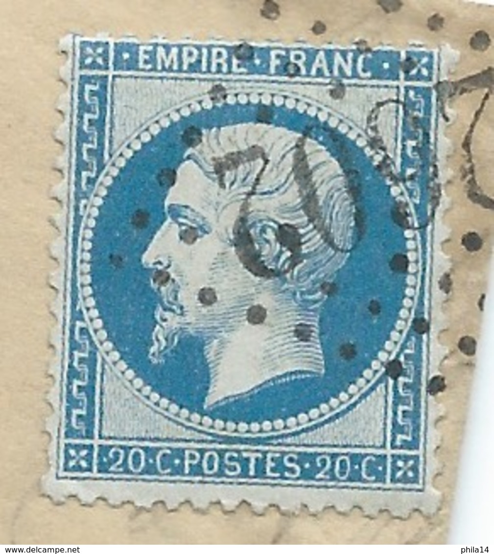 N° 22 BLEU NAPOLEON SUR LETTRE / NANTES POUR VERSAILLES / 1865 GC 2602 / FACTURE SELS - 1849-1876: Période Classique