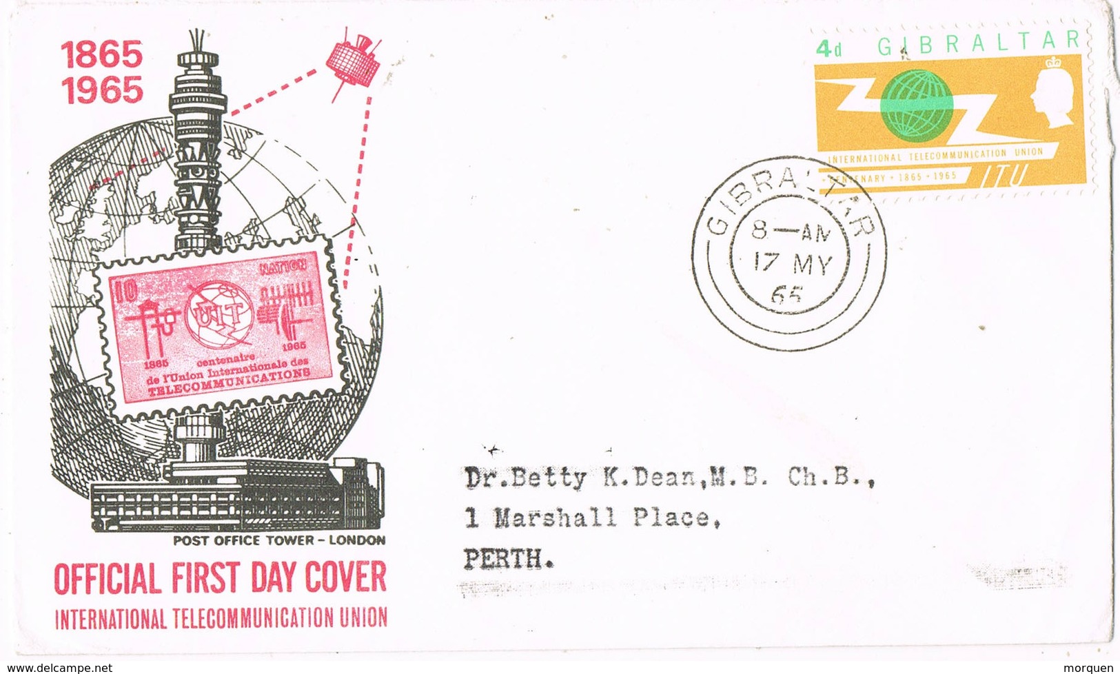 32797. Carta GIBRALTAR 1965. International Telecommunication Union. U.I.T. - Gibraltar