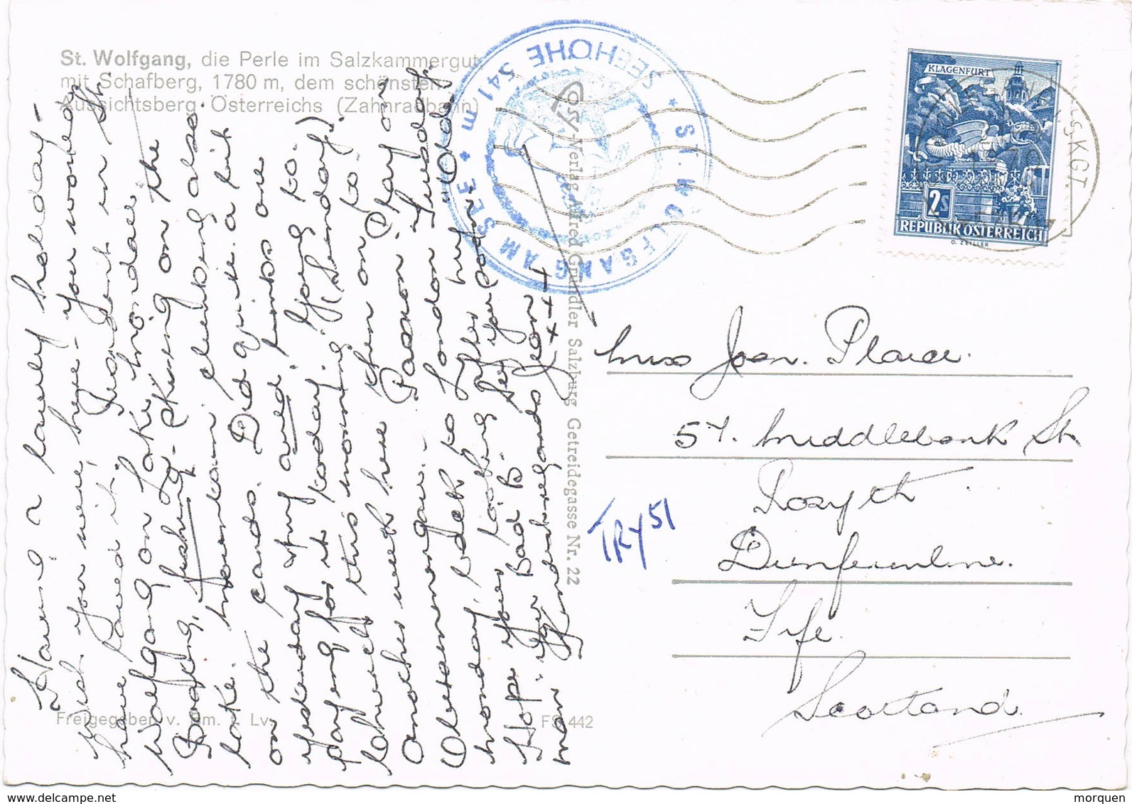 32796. Postal ST. WOLFGANG (Austria) 1970. Marca St. Wolfgang See. SEEHÖHE - Cartas & Documentos