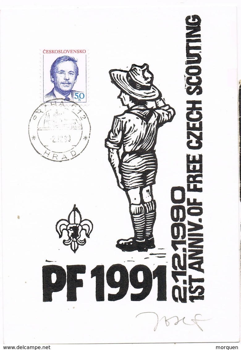 32795. Tarjeta Maxima PRAHA (Checoslovaquia) 1990. Czech Scouting. SCOUT - Lettres & Documents