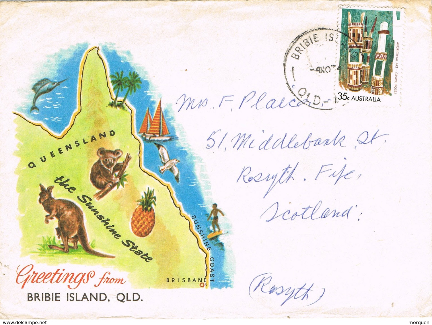 32793. Carta BRIBIE Island (Queensland) Australia 1974 - Cartas & Documentos