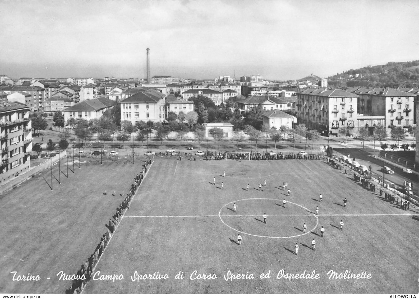 3816 " TORINO-NUOVO CAMPO SPORTIVO DI CORSO SPEZIA ED OSPEDALE MOLINETTE " ANIMATA CART. POST. OR. NON SPED. - Stadi & Strutture Sportive