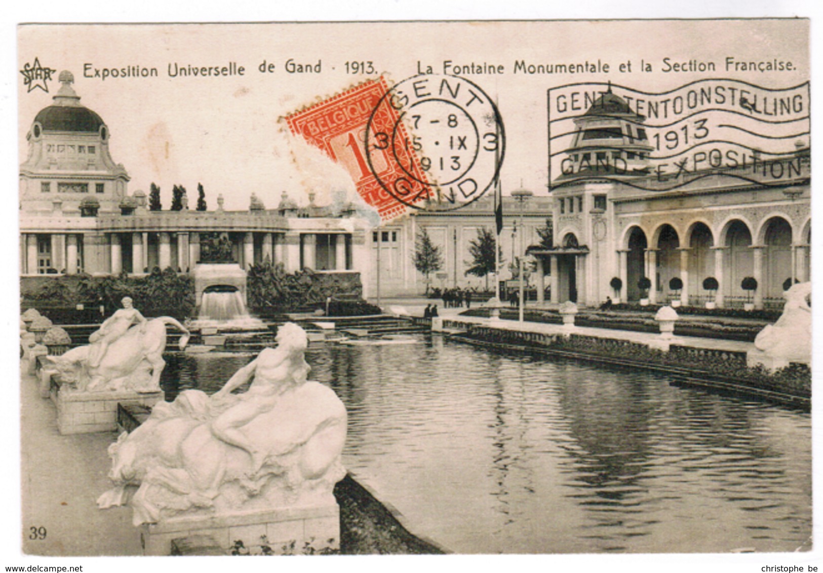 Gent, Gand, Exposition Universelle 1913, La Fontaine Monumentale Et La Section Française (pk59624) - Gent