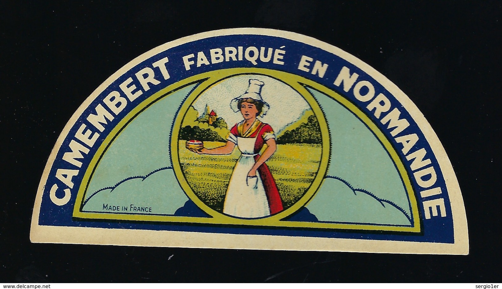 Ancienne étiquette Fromage  Demi 1/2 Camembert Normandie  "femme Coiffe" Pas Courante - Fromage