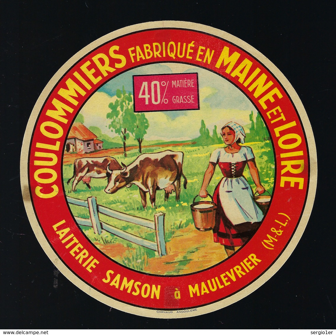 étiquette Fromage  Coulommiers Fabriqué En Maine Et Loire Laiterie Samson  à Maulevrier 40%mg "vaches, Fermiere" - Fromage