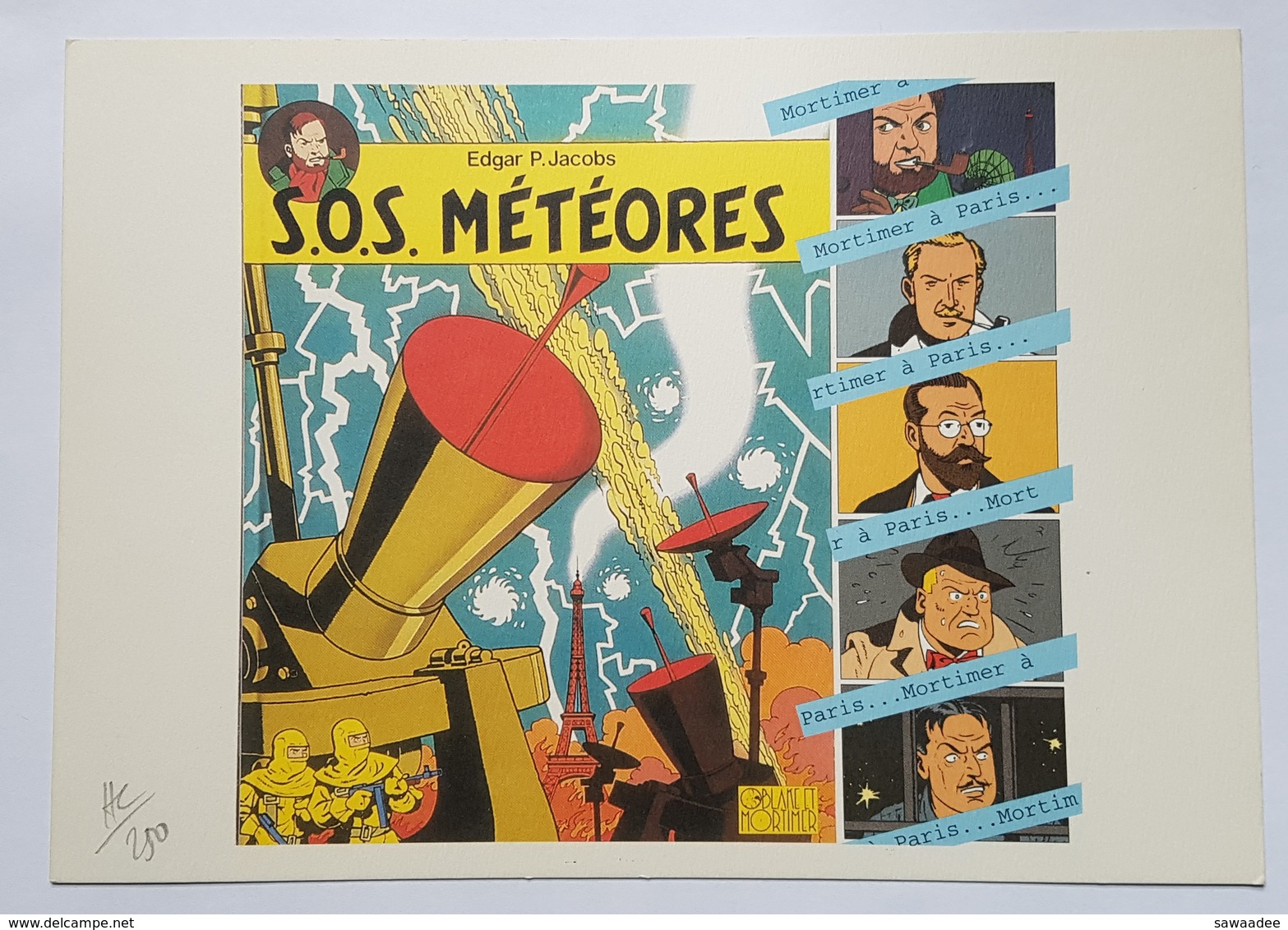 DOCUMENT PUBLICITAIRE - BLAKE ET MORTIMER - EDGAR J. JACOBS - S.O.S. METEORES - HC/250 - CARTONNEE - 21 X 15 Cm - Jacobs E.P.