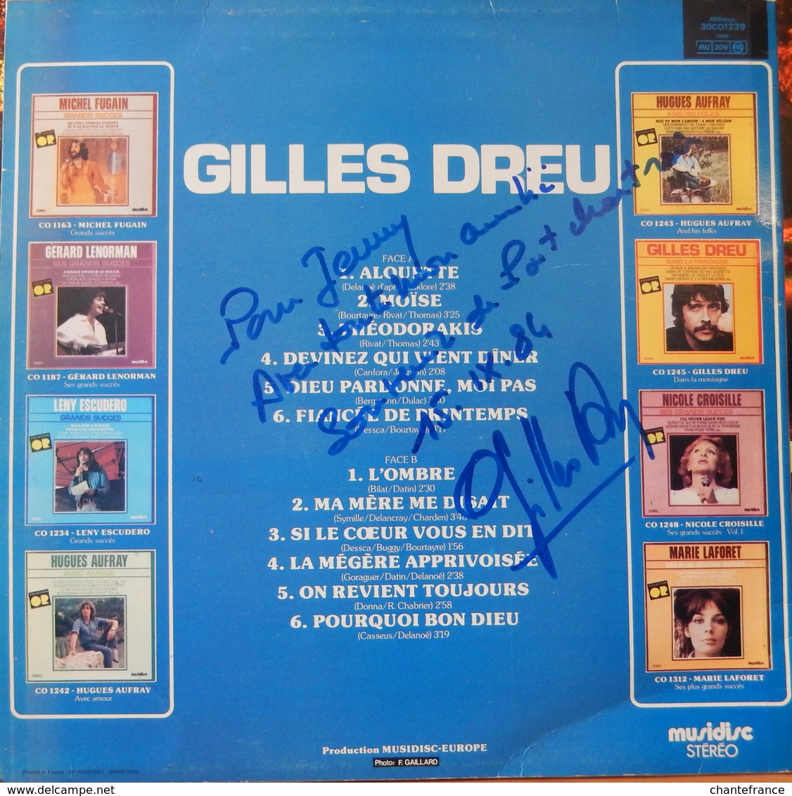 Gilles Dreu 33t. LP "alouette" Dédicacé - Autres - Musique Française