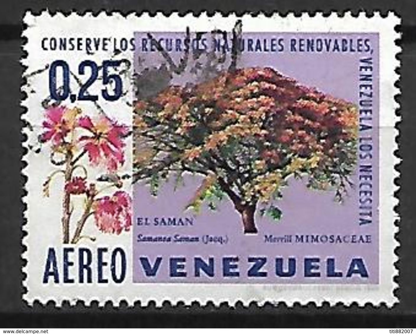 VENEZUELA   -    Aéro  -   Fleurs  /  Mimosas.   Oblitéré. - Venezuela