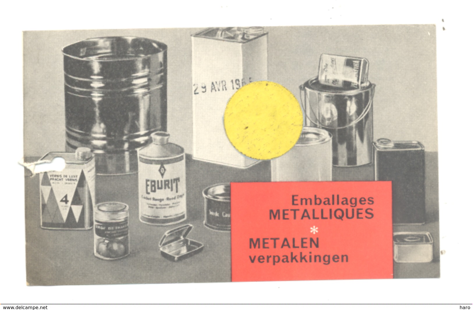 Carte Pré Imprimée Metalen Verpakkingen DE KEPPER / Emballages Métalliques à DEURNE En 1965 (van 2) - Marchands