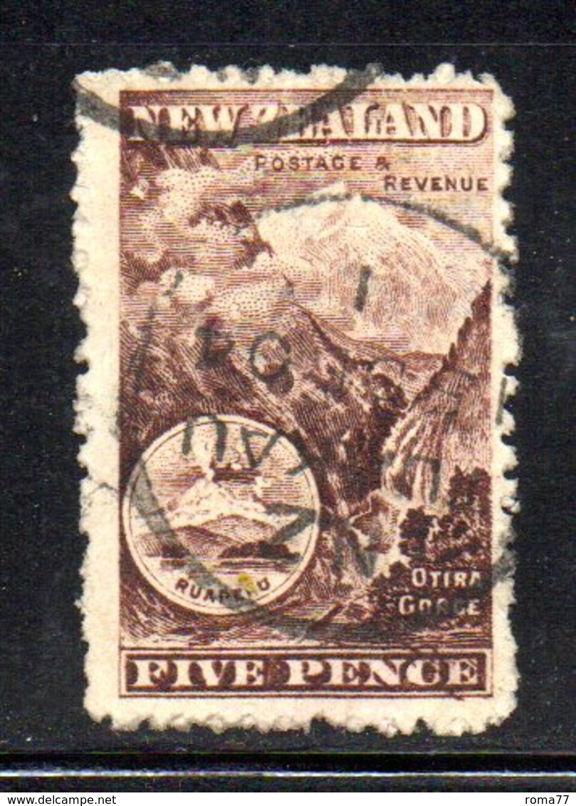 APR1067 - NEW NUOVA ZELANDA 1900 , 5 P. Usato Yvert 105 Dent  11  Filigrana  NZ/star. - Usati