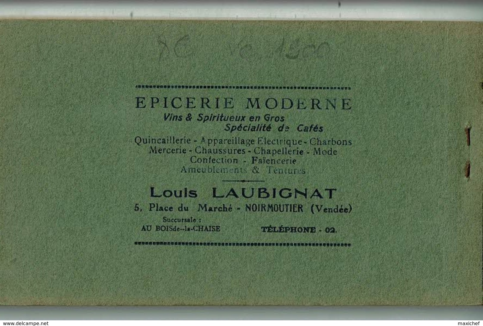 Carnet Noirmoutier - 12 Cartes Postales Détachables - Complet - Epicerie Moderne "Louis Aubignat, 5, Place Du Marché" - Noirmoutier