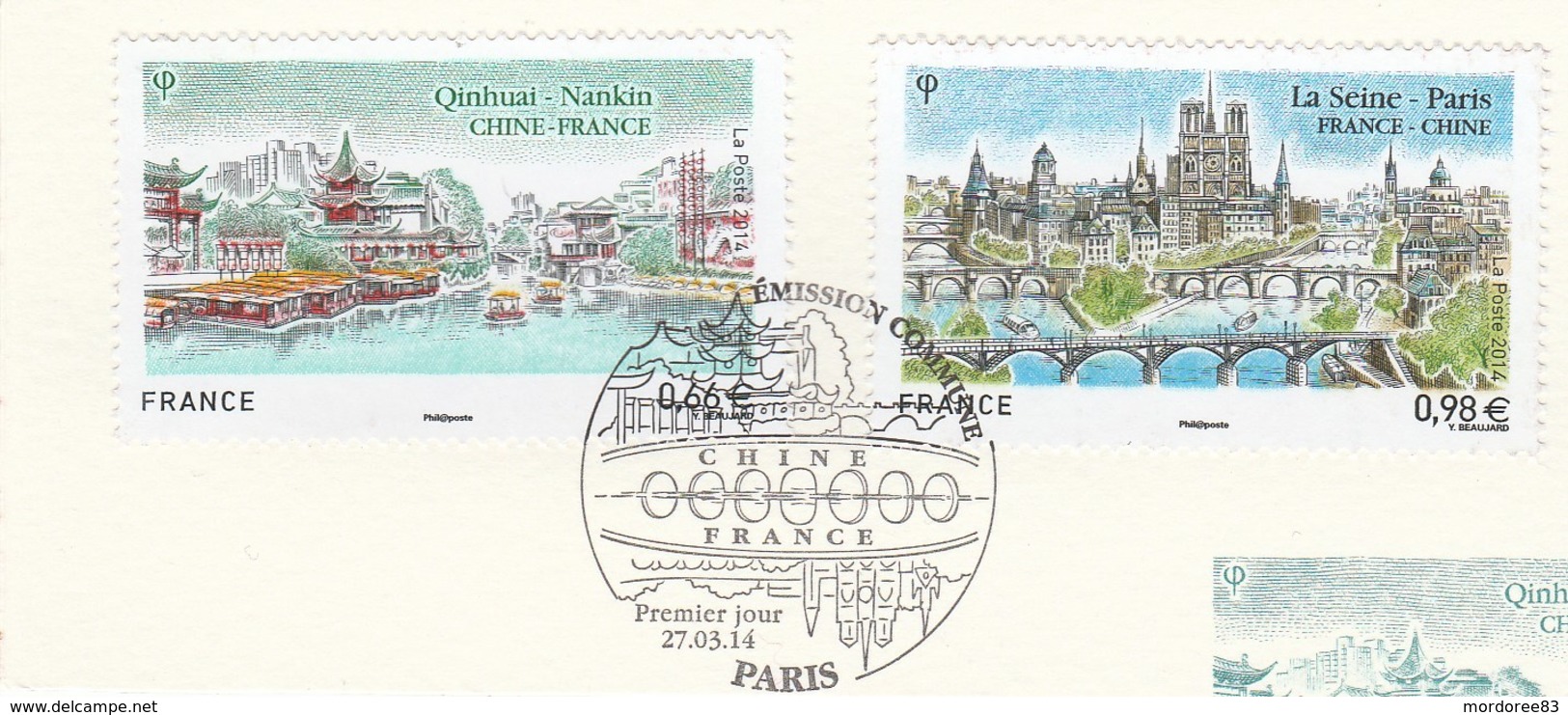 FRANCE CHINE QINHUAI NANKIN + LA SEINE 2014 -OBLITERE YT 4847 - 4848 - - Oblitérés