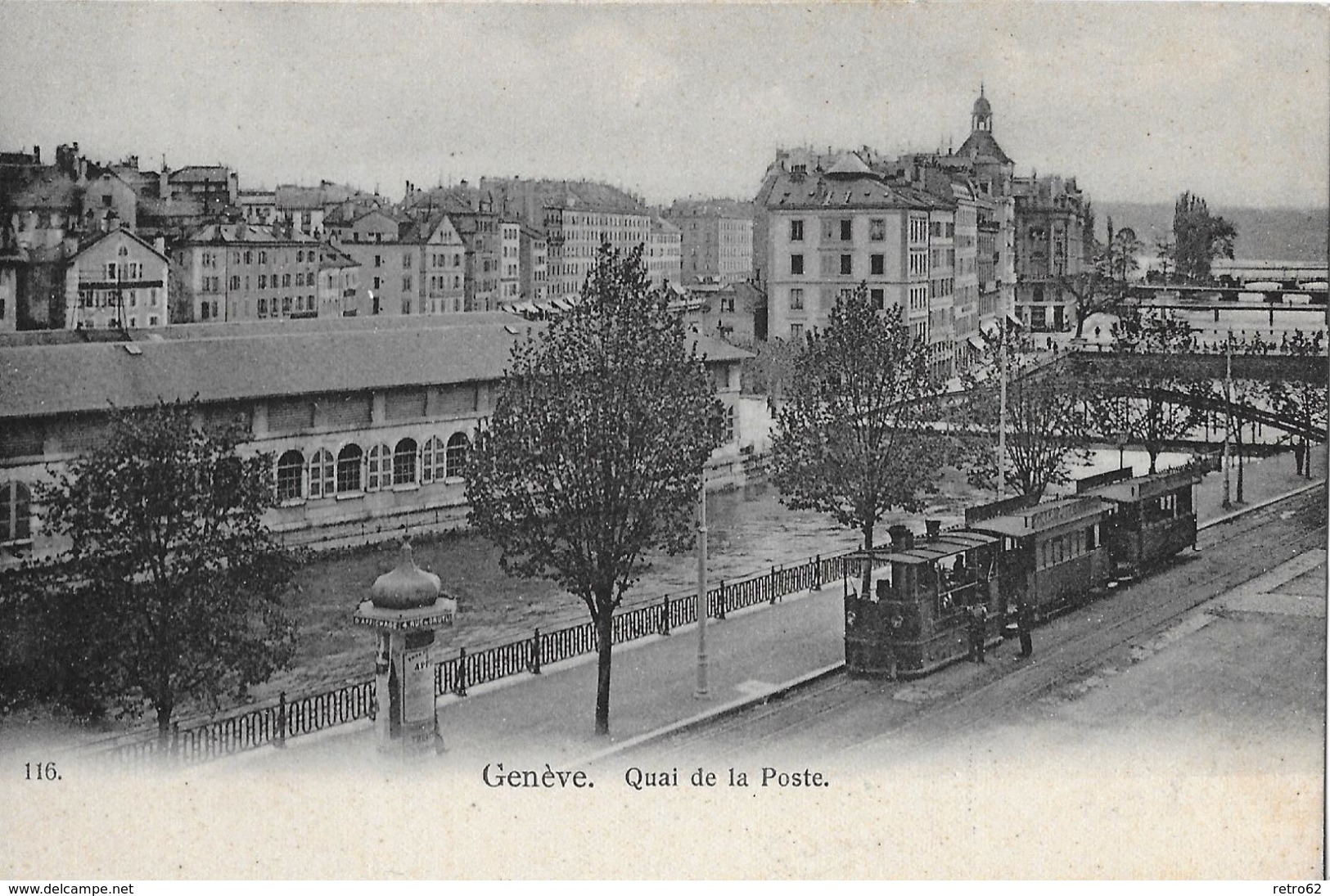 GENÈVE / Genf → Quai De La Poste Mit Tram, Ca.1910  ►RAR◄ - Genève