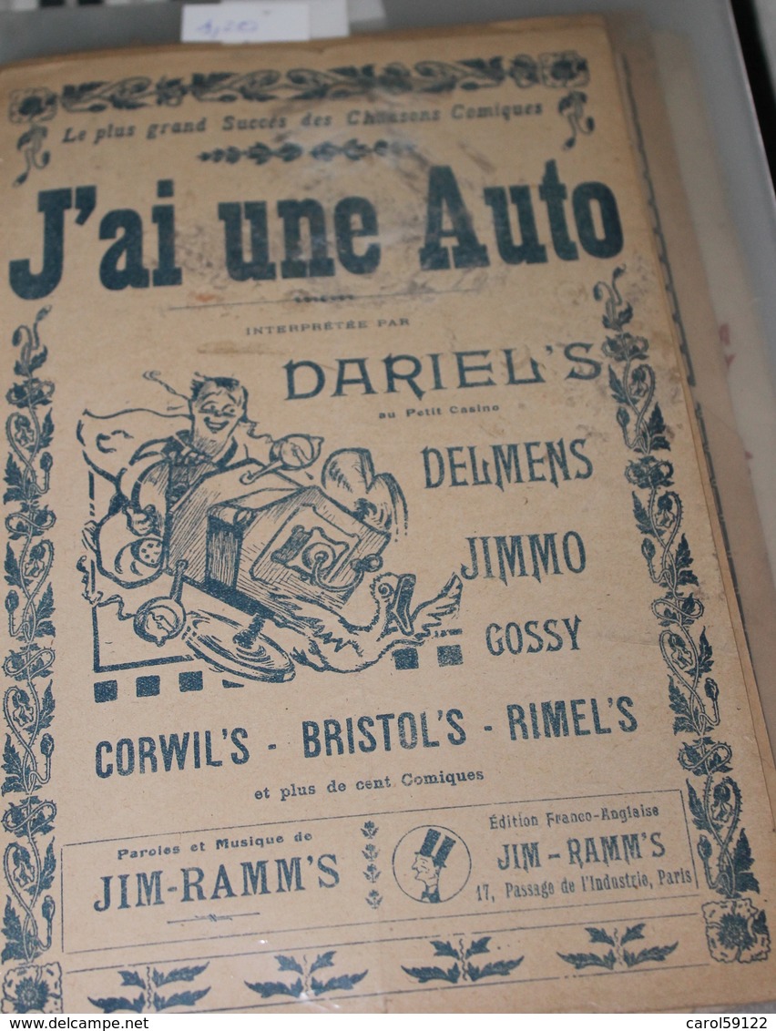 Partition De "J'ai Une Auto" - Partitions Musicales Anciennes