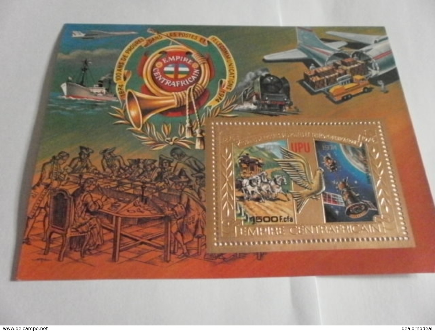 Miniature Sheet Perf 100 Years Of UPU Postal Service - Central African Republic