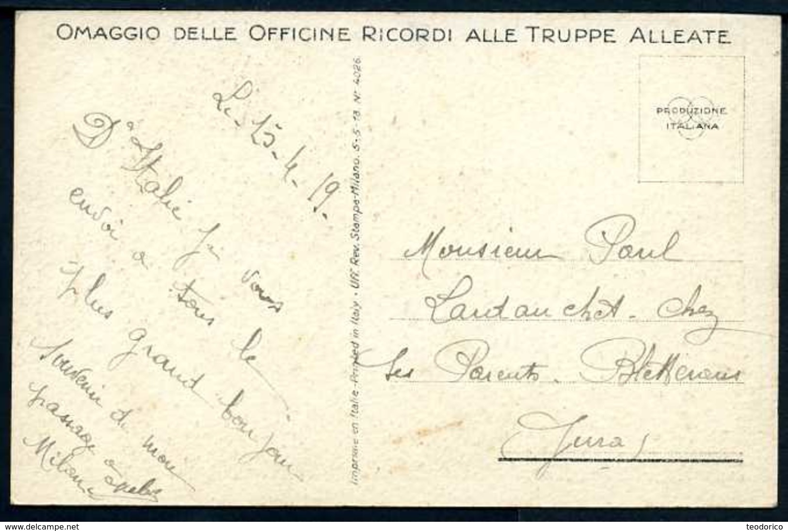 Milano - Un Saluto Augurale - Viaggiata In Busta 1919 - Rif. 01507 - Milano