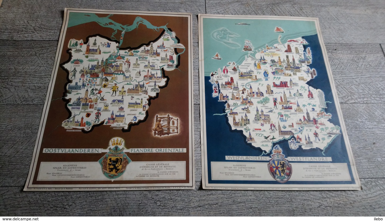 Lot 2 Affiches Westflandre Et Flandre Orientale De Dumont Et Baltus Belgique Histoire Monuments - Affiches