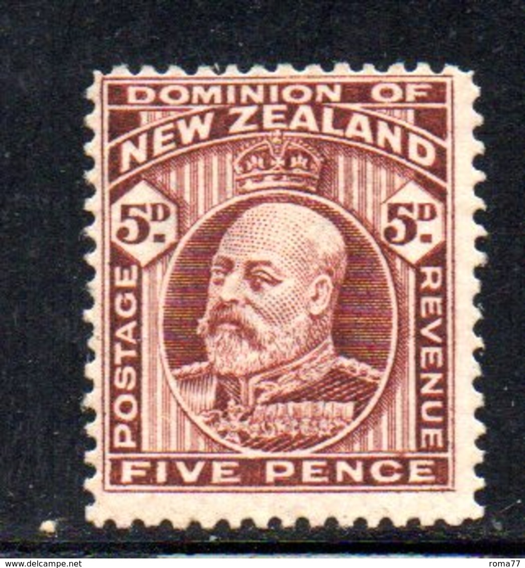 APR1072 - NEW NUOVA ZELANDA 1909 , 5 P. Nuovo *  Yvert 140   Filigrana  NZ/star. - Ongebruikt