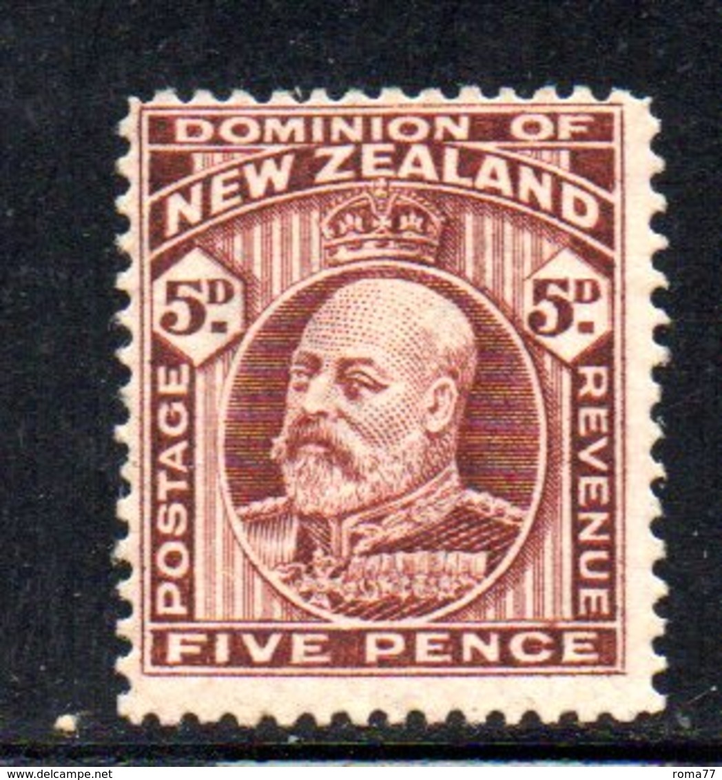 APR1072 - NEW NUOVA ZELANDA 1909 , 5 P. Nuovo *  Yvert 140   Filigrana  NZ/star. - Nuevos