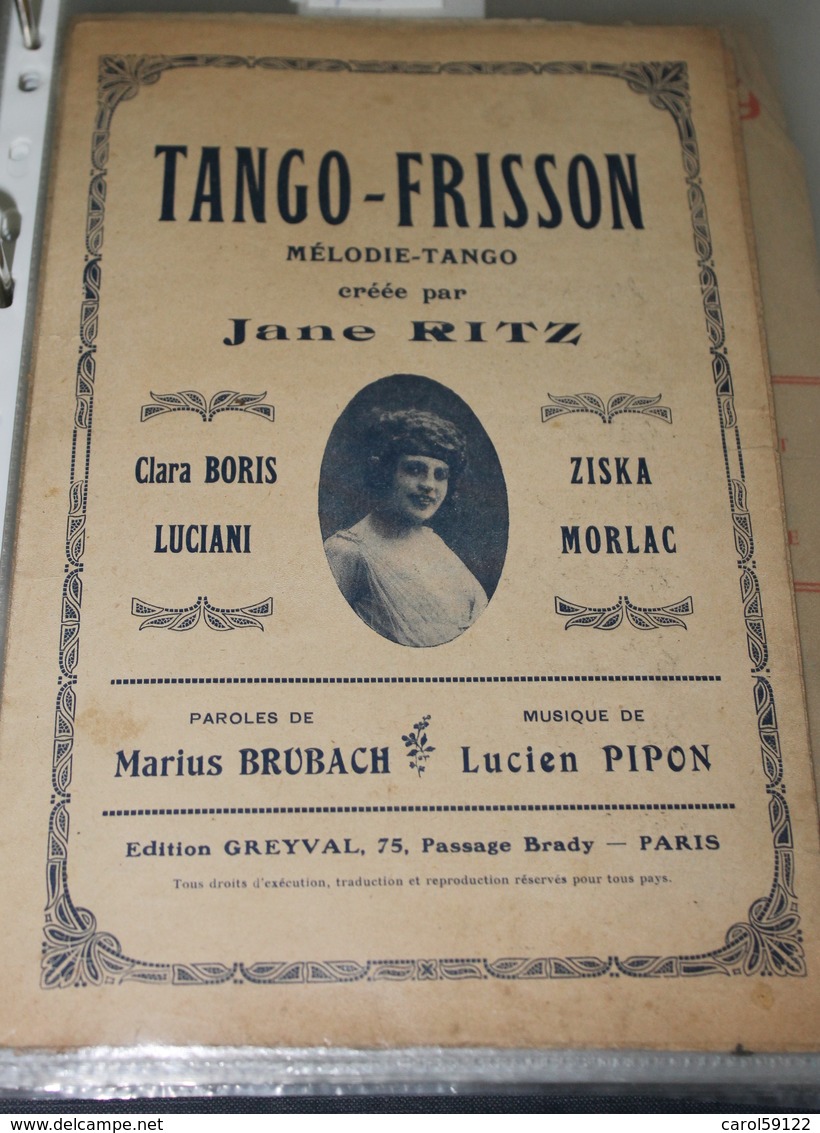 Partition De " Tango Frisson" - Partitions Musicales Anciennes