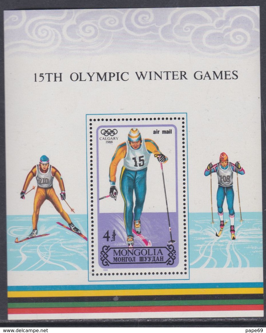 Mongolie BF N° 125 XX  Jeux Olympiques D'hiver à Calgary, Le Bloc Sans Charnière, TB - Mongolie