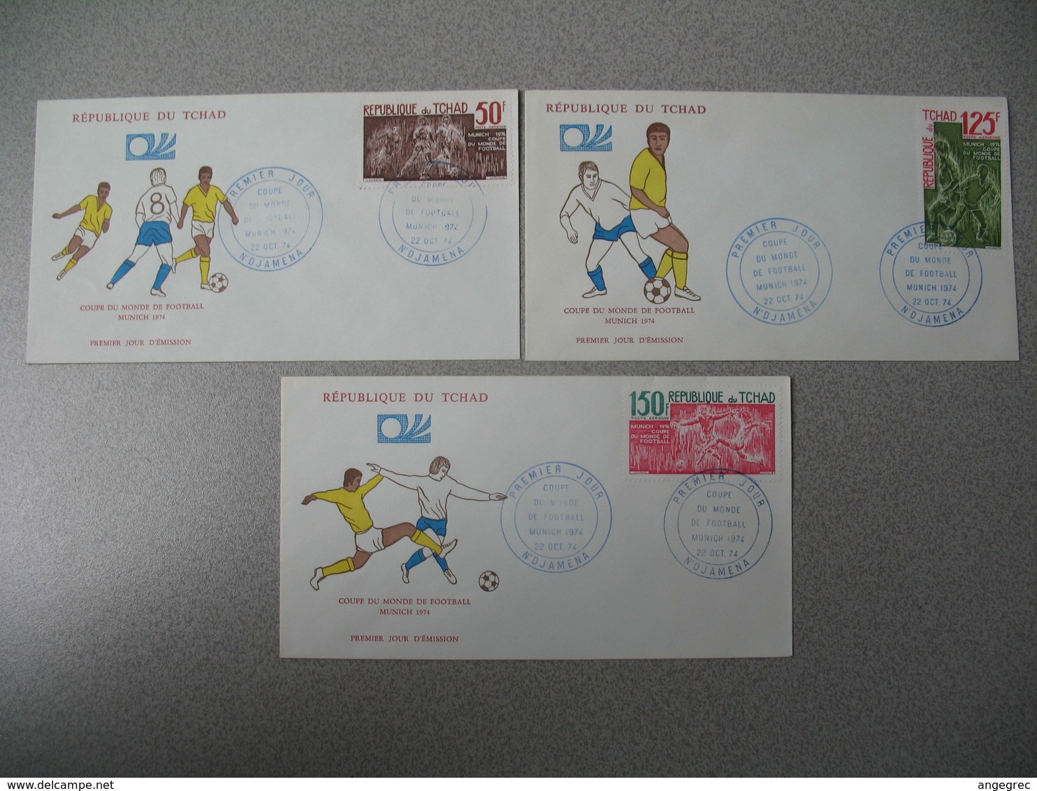 FDC  (3)  République Du Tchad 1974  Coupe Du Monde De Football Munich 1974     Cachet  N Djamena  à Voir - 1974 – Allemagne Fédérale