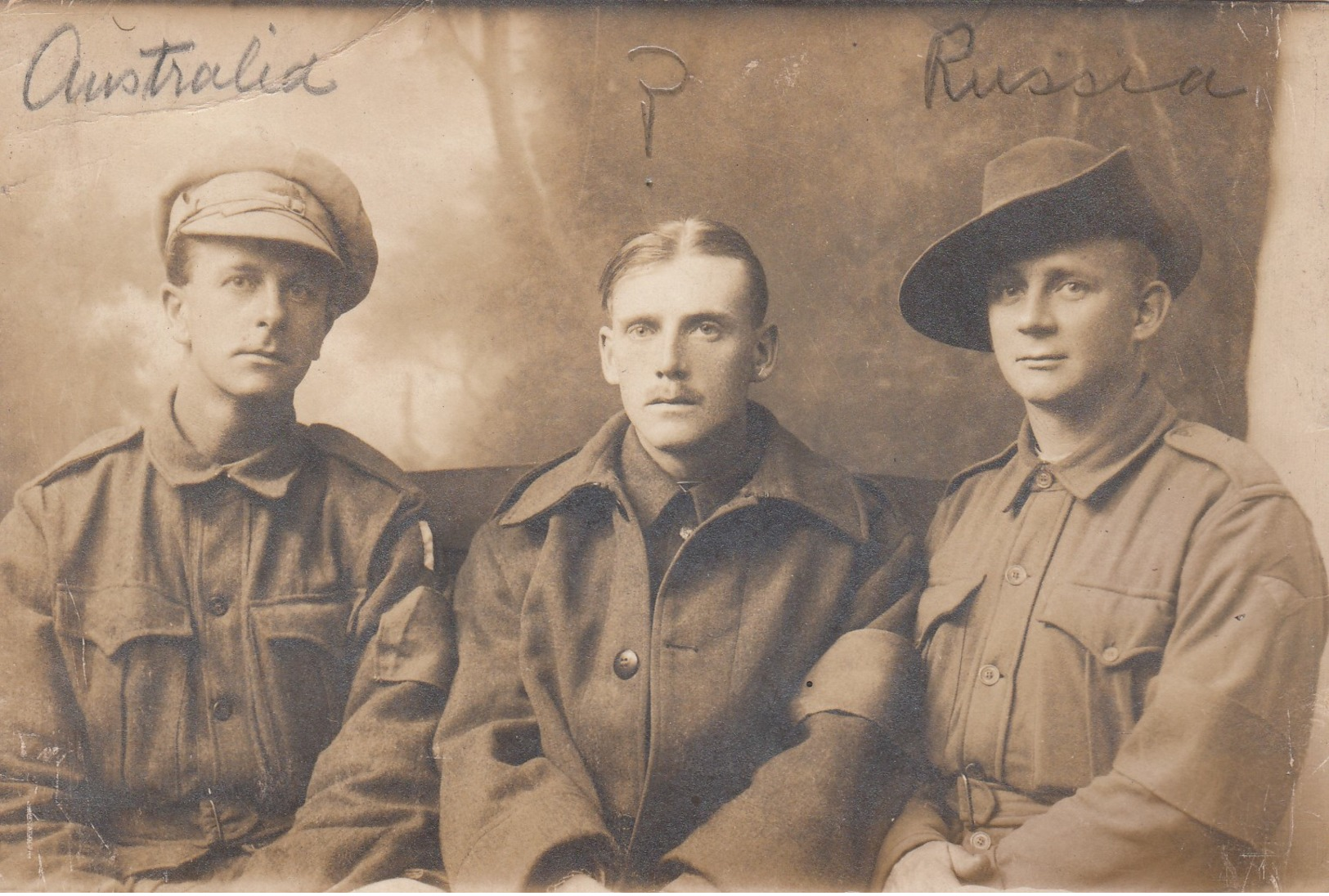 War 1914-18 ; 3 Soldiers , Australian , Uk & Russian - War 1914-18