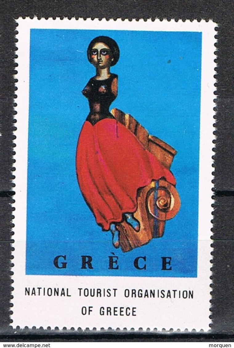 Viñeta, Label , Vignette GRECIA, Grece, Griechenland. Tourism, Turismo, MASCARON De PROA ** - Variedades Y Curiosidades