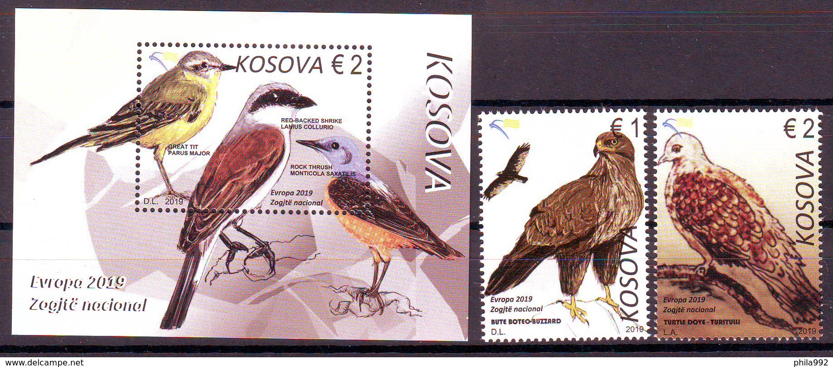 Kosovo 2019  Europa Birds (Bl.+2) MNH - Kosovo