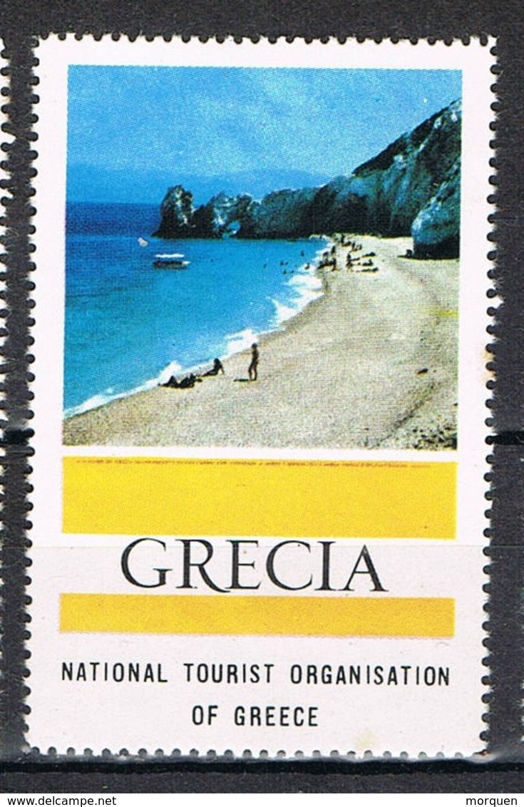 Viñeta, Label , Vignette GRECIA, Grece, Griechlñand. Tourism, Turismo, Playa Y Litoral ** - Variedades Y Curiosidades